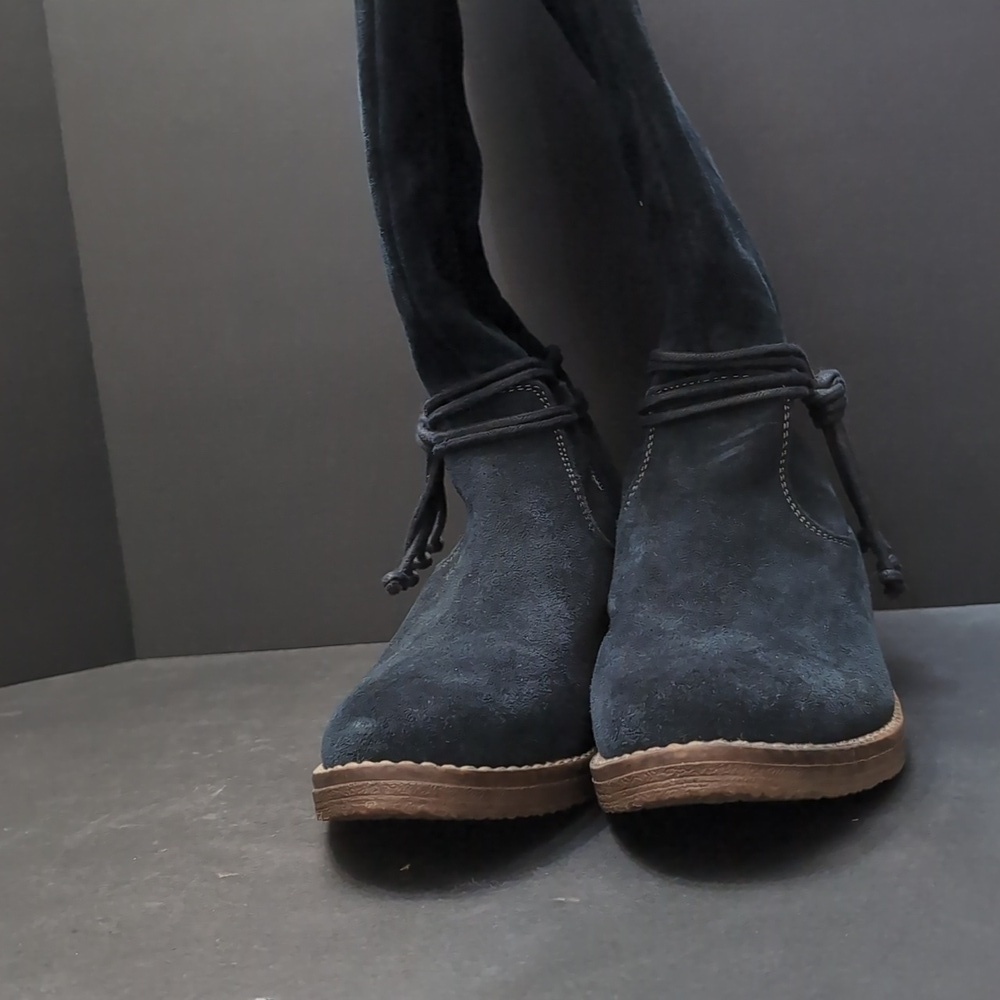 Reflexan Laufkomfort Woman's Blue Suede Leather Mid-caf Zippered Boots,Size 40 - Picture 7 of 12